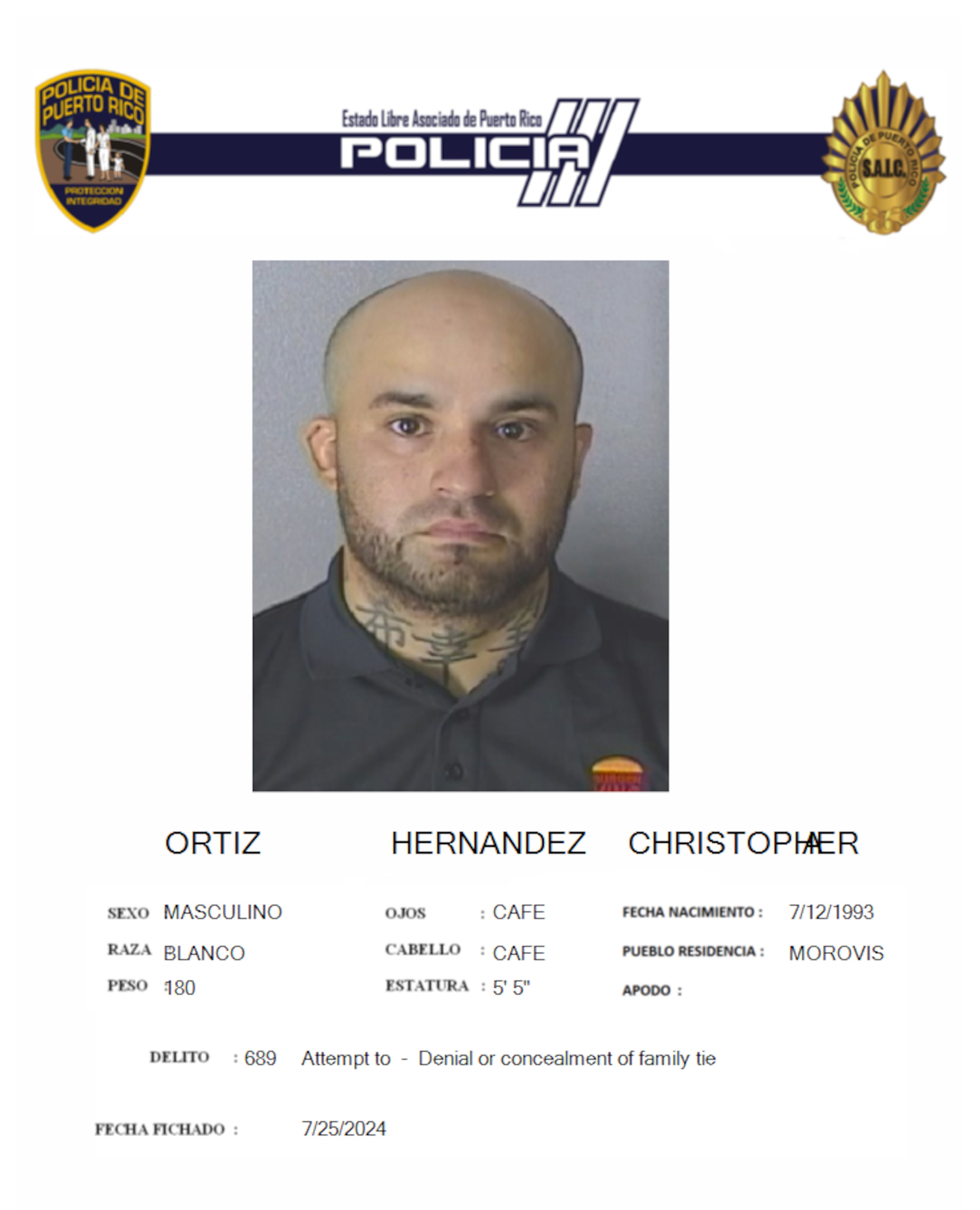 Christopher Ortiz Hernández enfrenta cargos por violencia doméstica y tentativa de asesinato contra su pareja.
