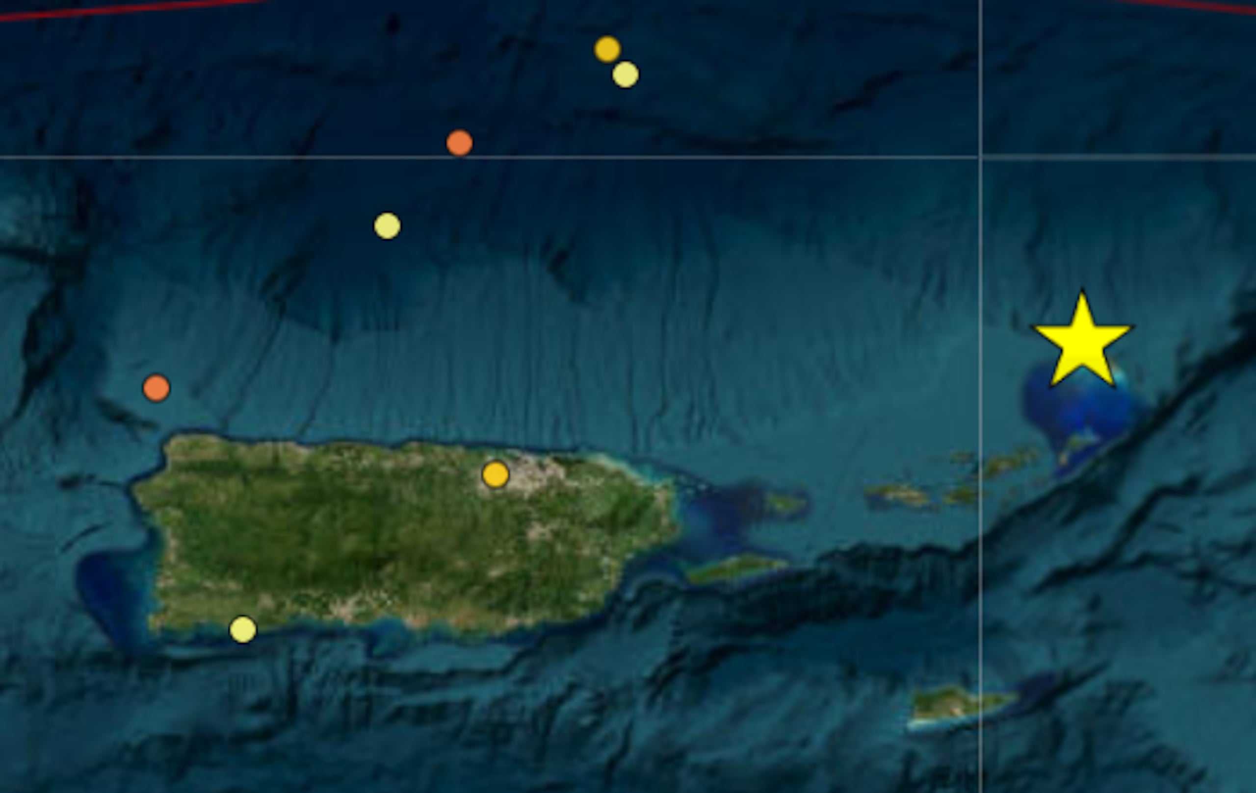 La estrella identifica el área donde ocurrió el temblor de las 10:27 a.m. de este sábado, 9 de diciembre.