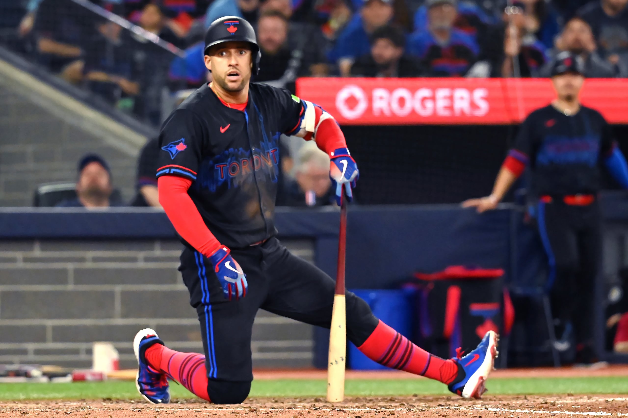 George Springer frente a los Athletics en Toronto.