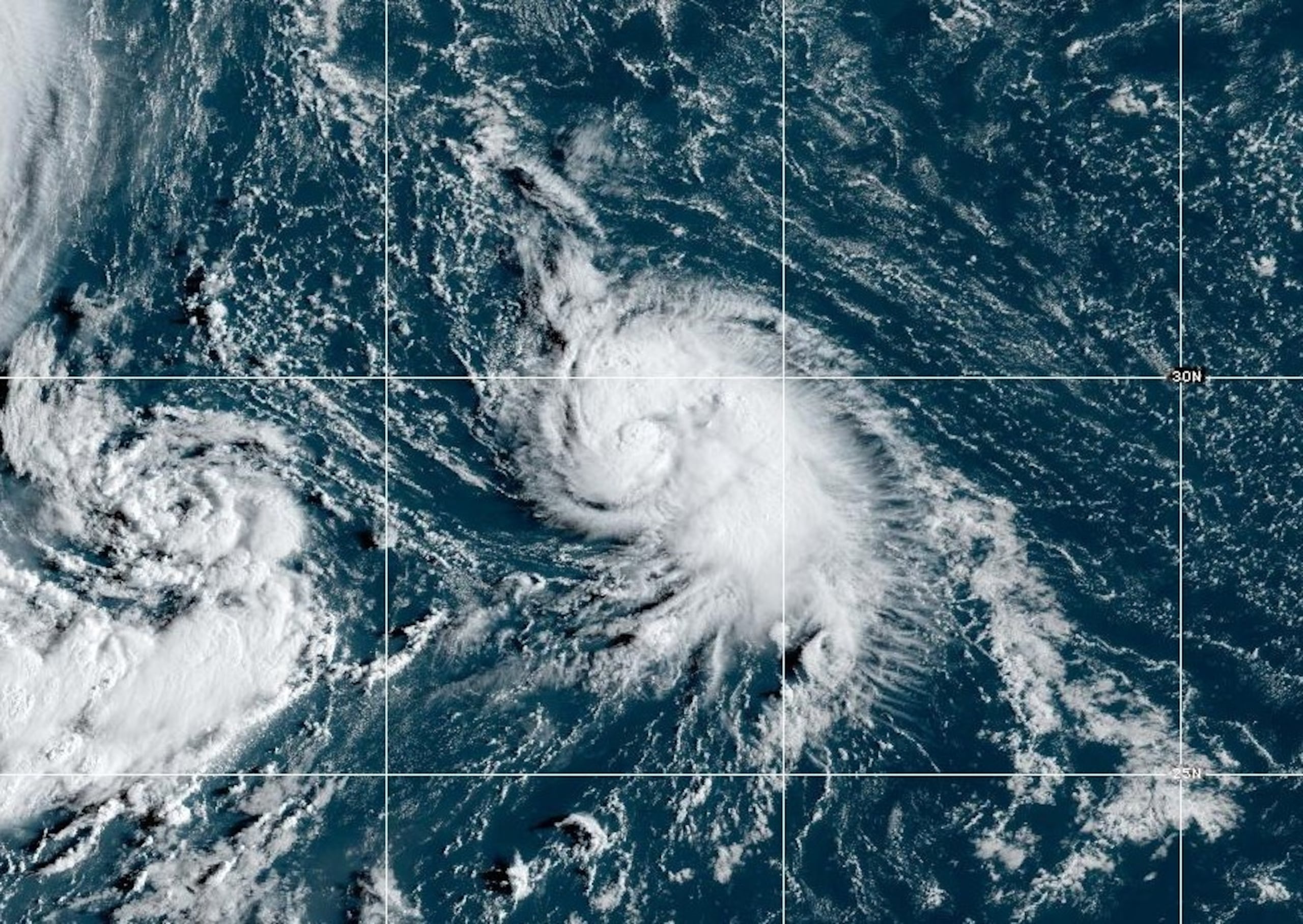 Imagen de satélite de la tormenta tropical José durante la mañana del 31 de agosto de 2023.