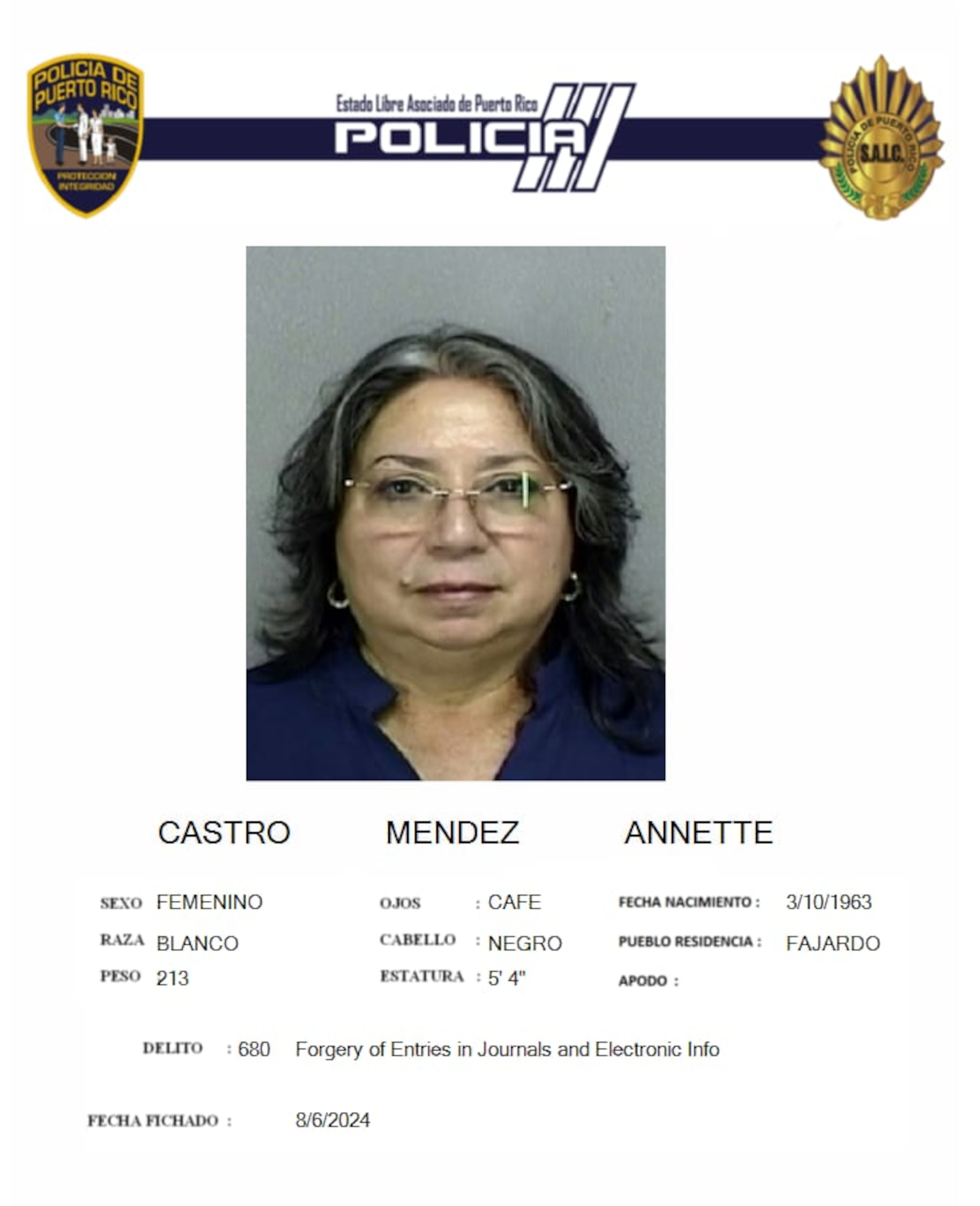 Se alega que Annette Castro Méndez se apropió de depósitos del Departamento de Educación ascendientes a $70,000, aproximadamente, correspondientes al salario de una empleada que había fallecido en el 2018.