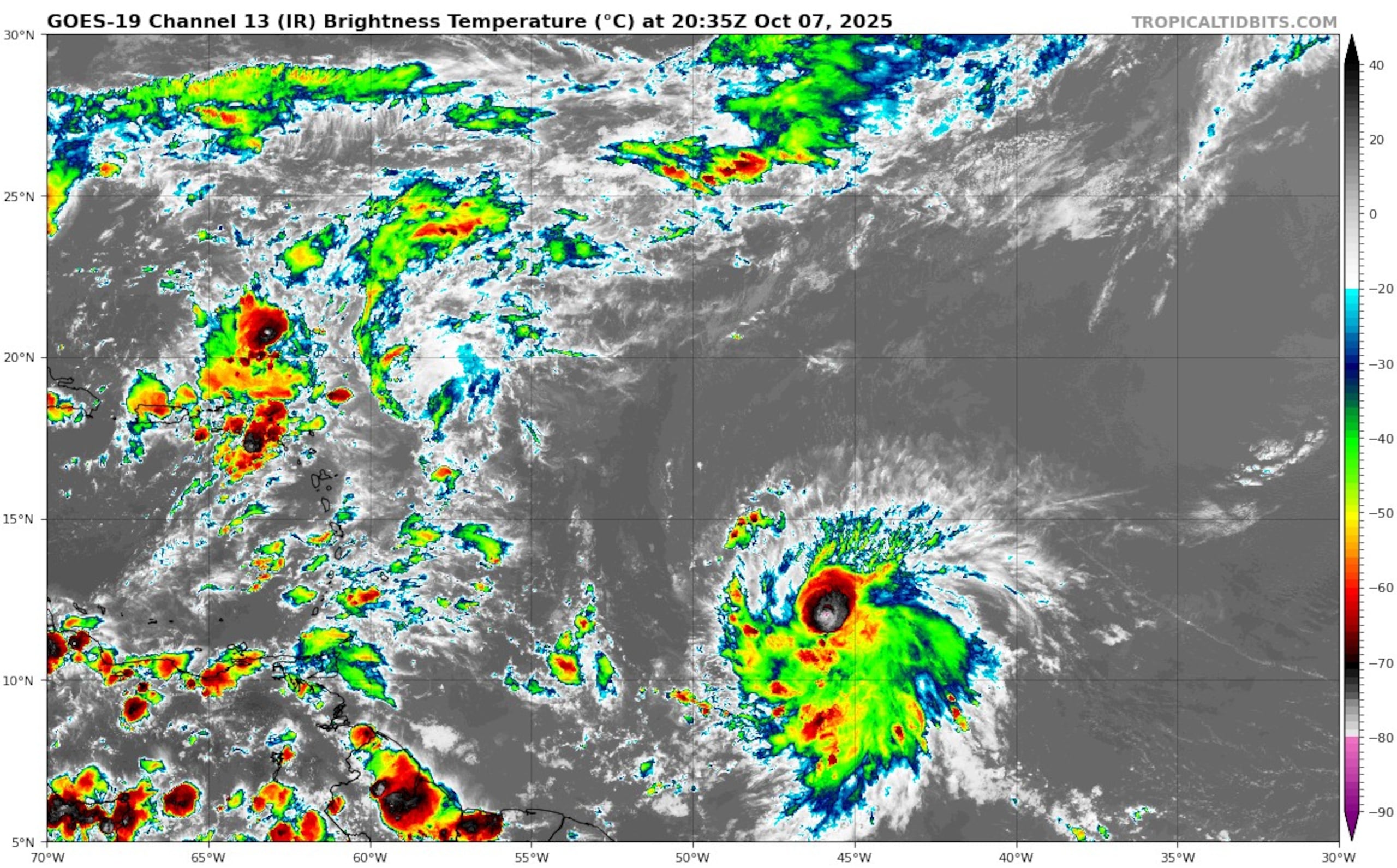 La tormenta tropical Jerry tiene vientos de 50 mph y se espera que se fortalezca más. (NOAA)