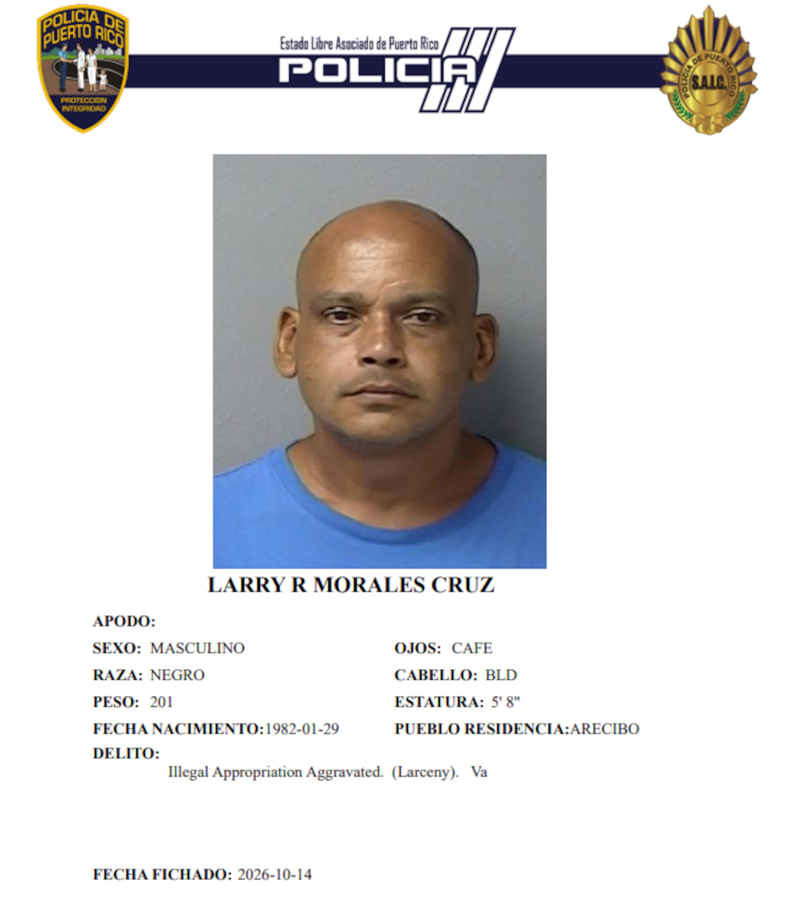 Larry Morales Cruz, de 42 años.