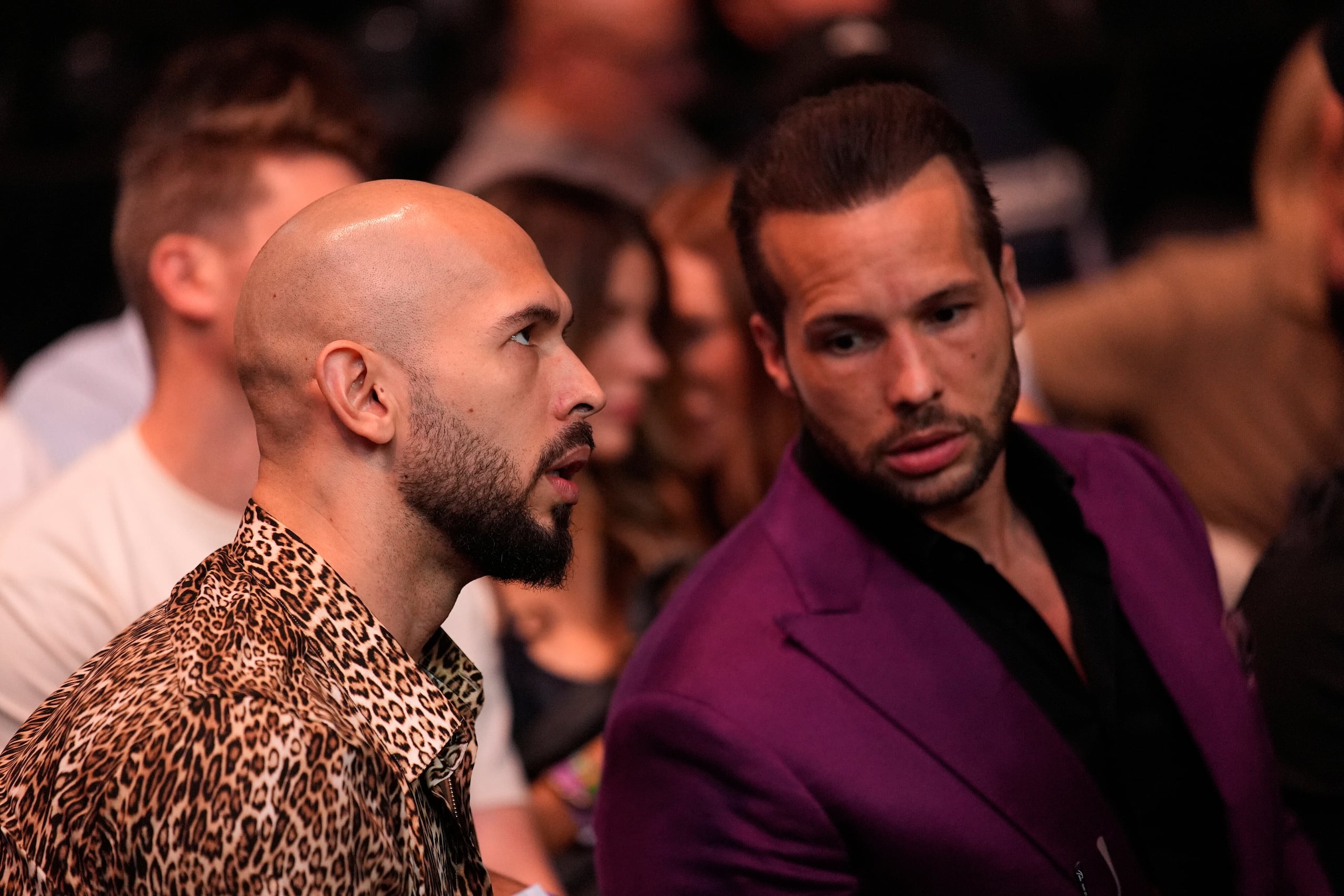 Andrew Tate y Tristan Tate. (AP Photo/John Locher)