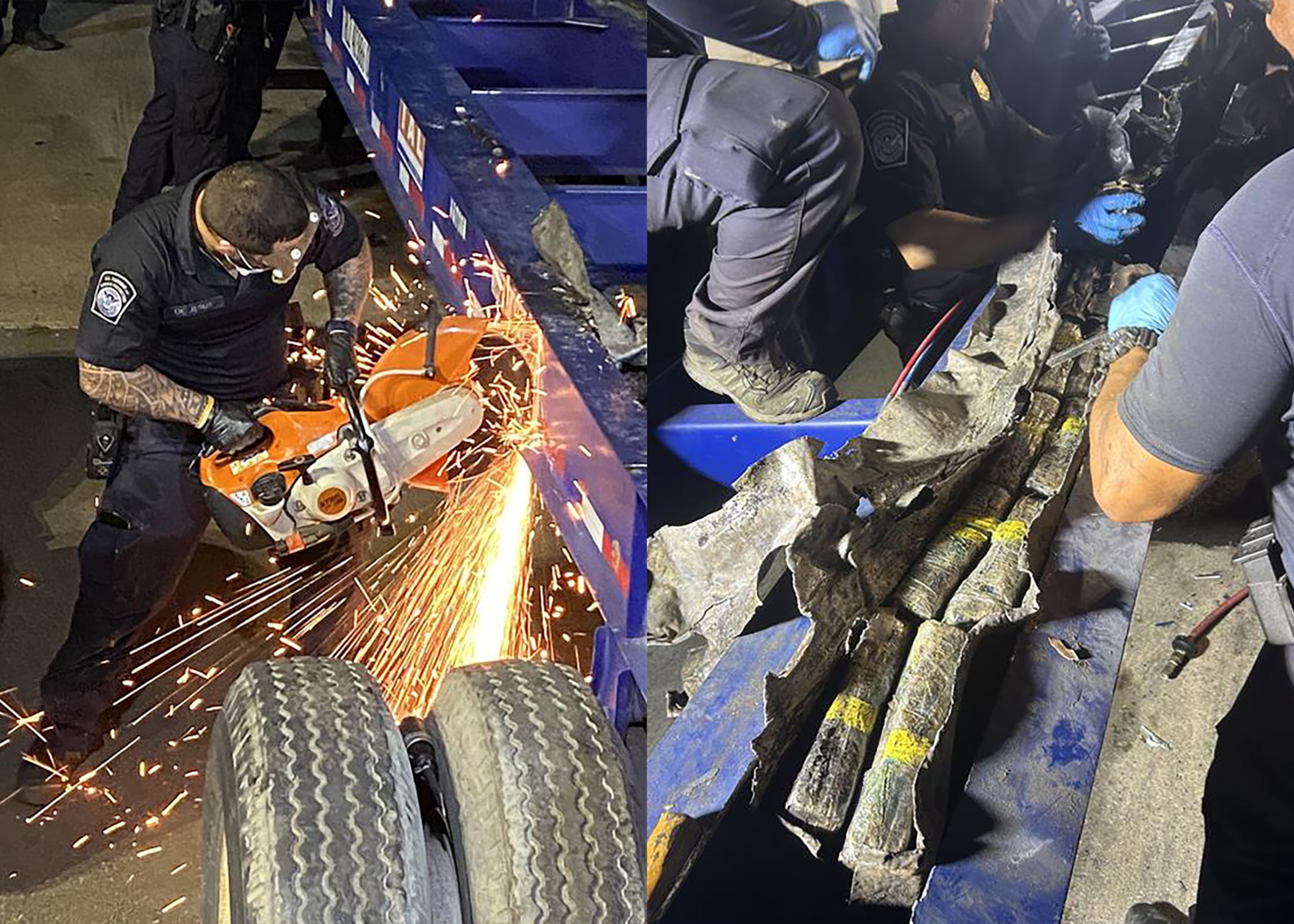 Agentes de CBP tuvieron que penetrar algunas de las estructuras para tener acceso a la cocaína escondida.