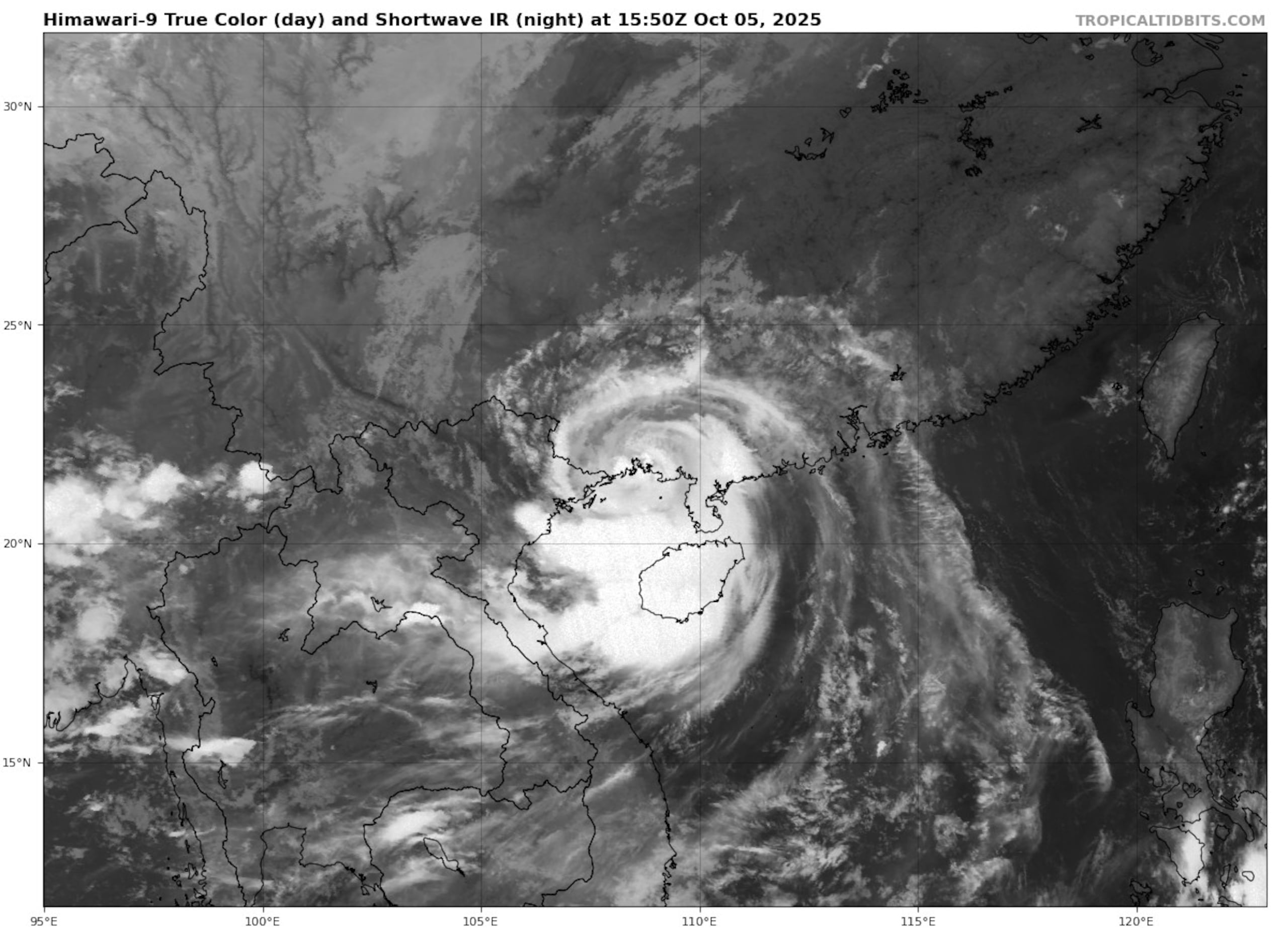 La tormenta luego se dirigirá hacia el oeste y el norte, rumbo al norte de Vietnam y la provincia china de Yunnan. (NOAA)