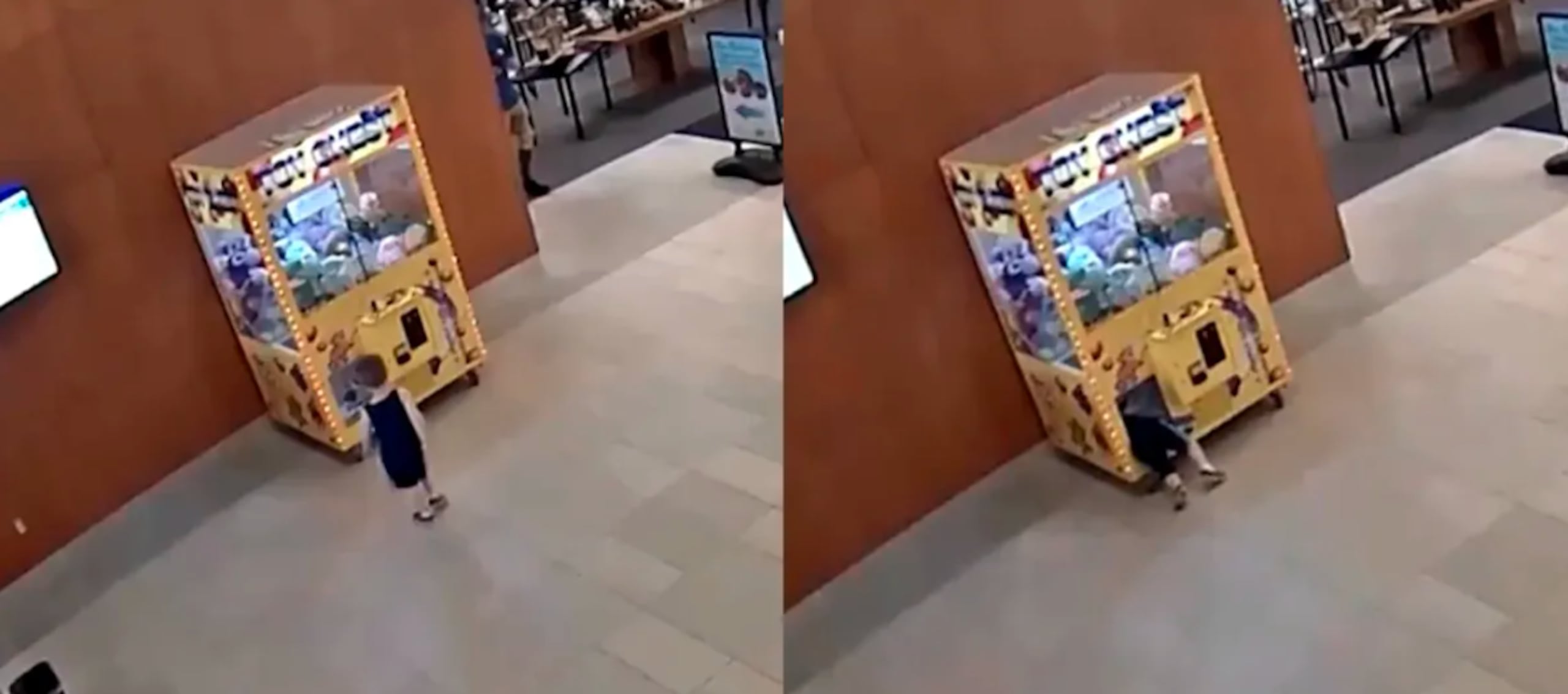 El pequeño quería un peluche de la máquina.