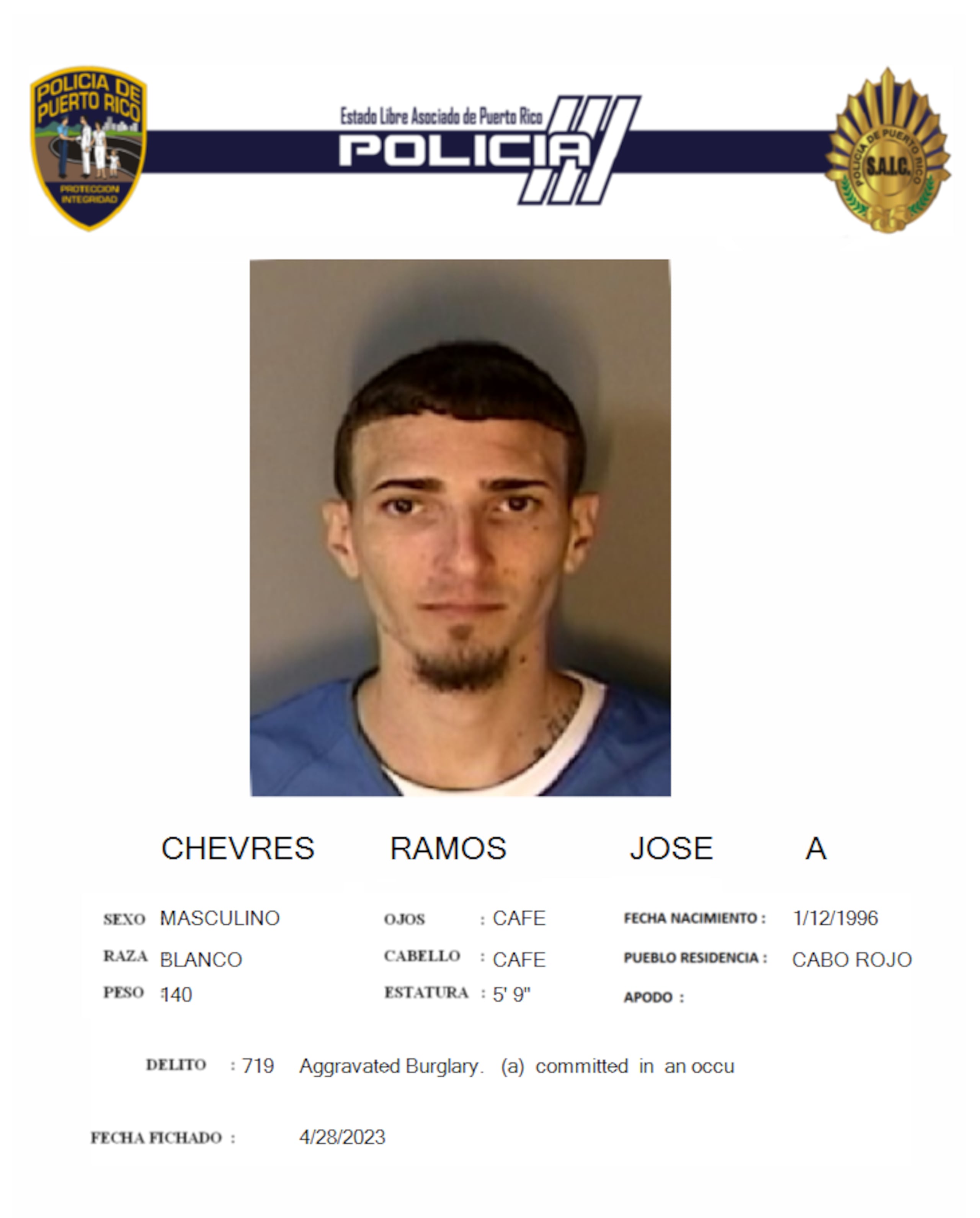 José A. Chevres Ramos, fue muerto en un enfrentamiento con agentes de la Policía en Mayagüez.