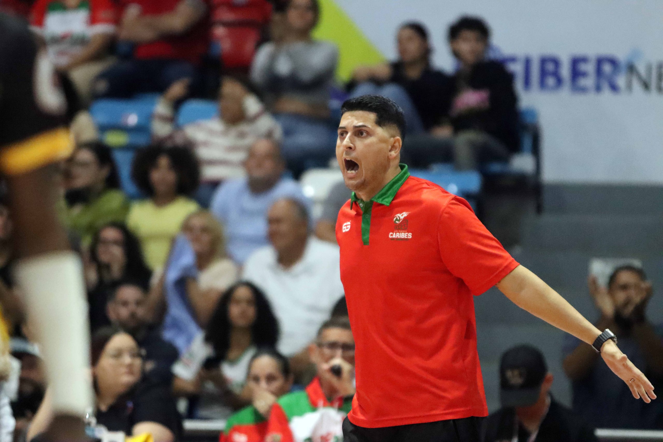 Marcos "Chamo" Liendo, dirigente de los Caribes de San Sebastián, en el primer juego de la final de la LVSM contra los Cafeteros de Yauco.