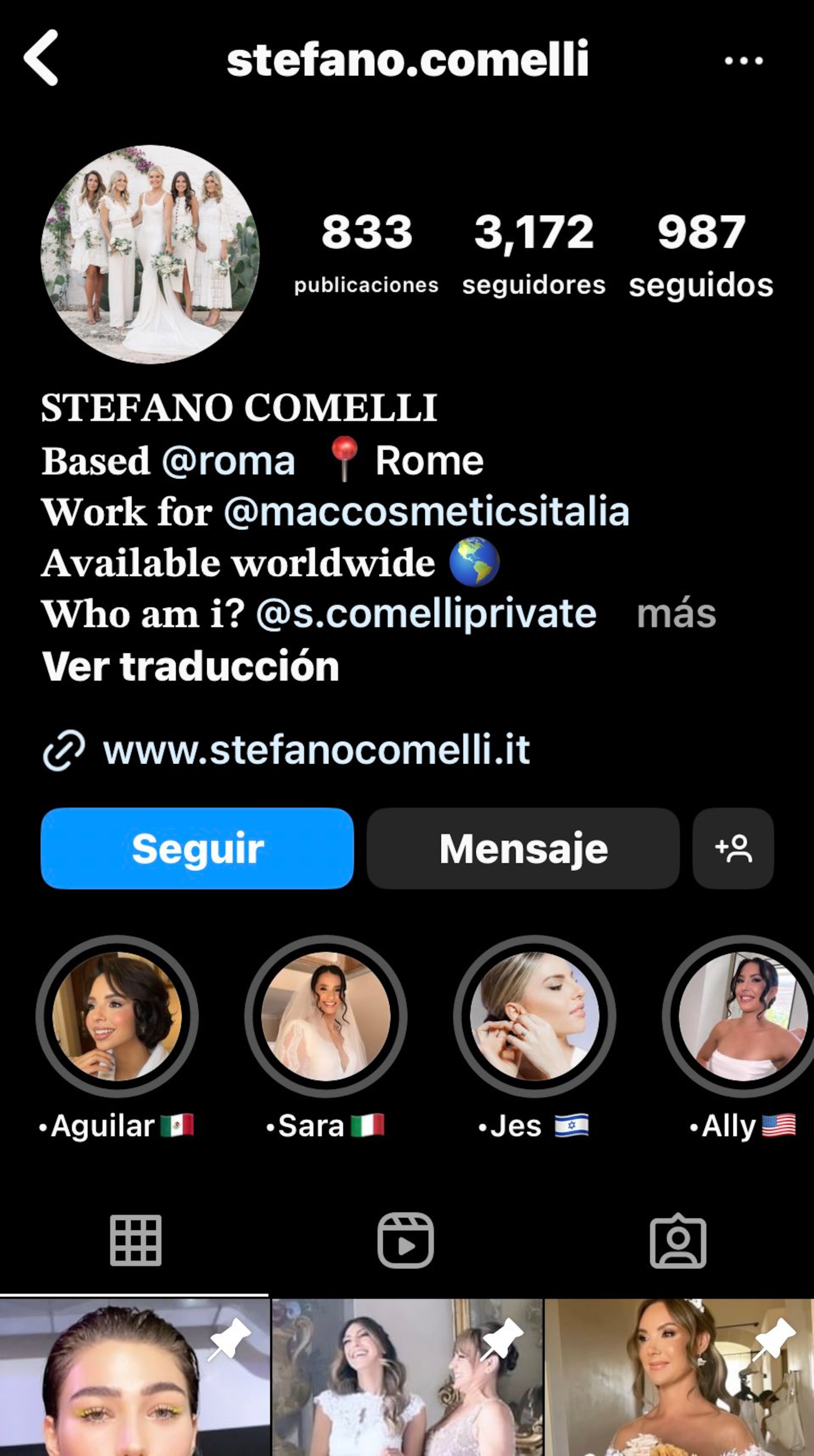 El maquillista Stefano Comelli, experto en novias, compartió unas historias con Ángela Aguilar en su cuenta de Instagram.