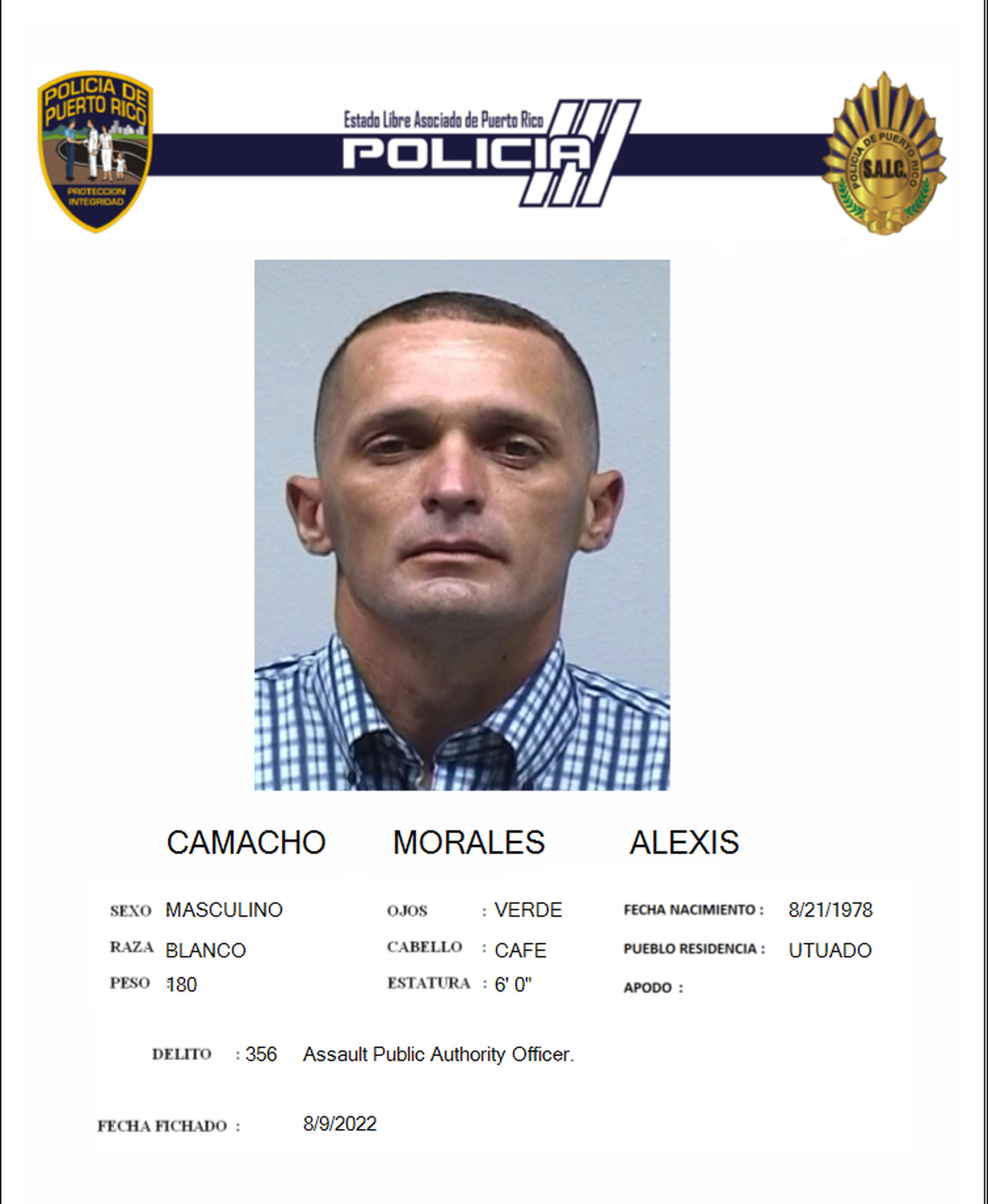 Alexis Camacho Morales fue acusado por empleo de la violencia o intimidación contra la autoridad pública.