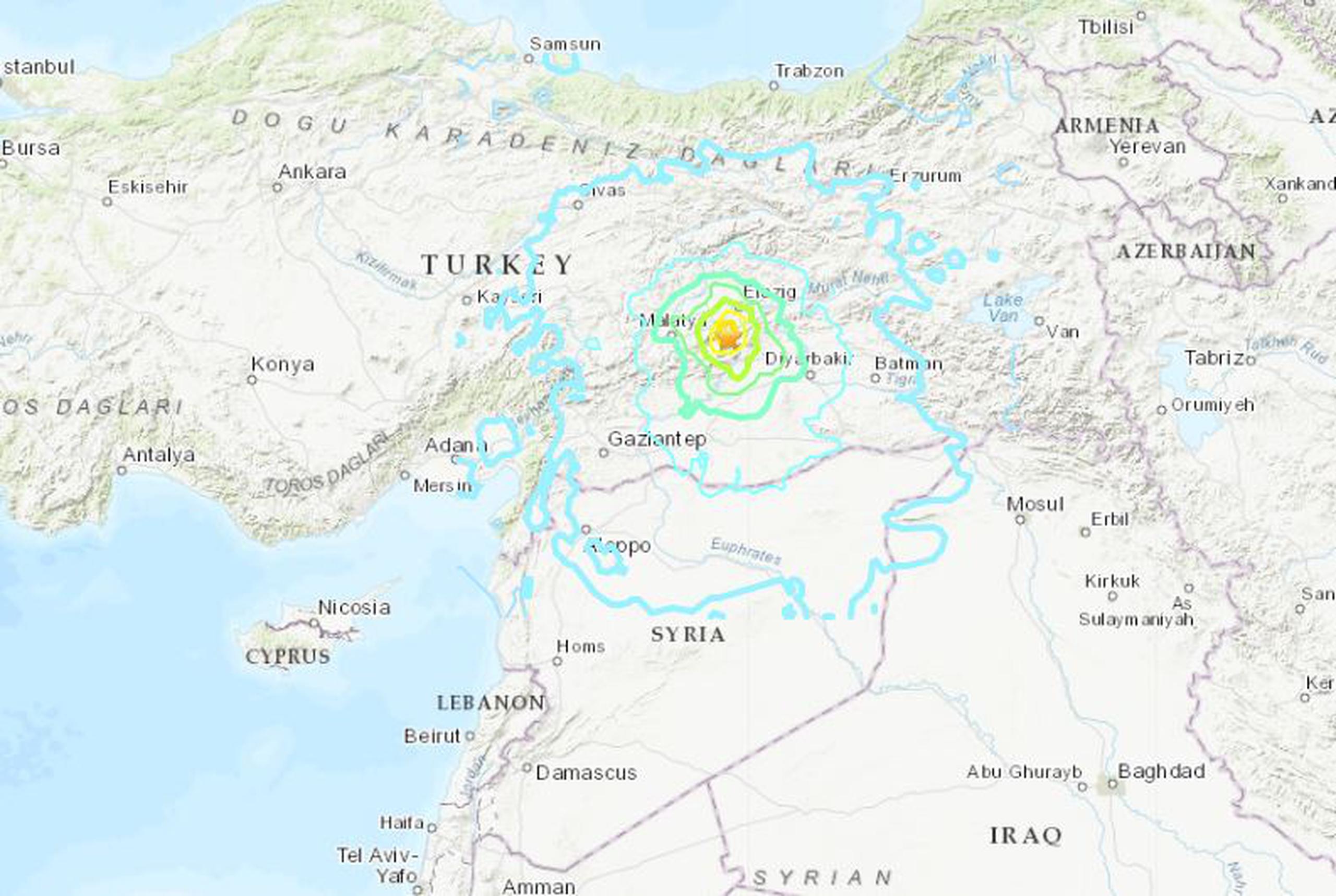La estrella en el mapa representa el epicentro del terremoto. (Servicio Geológico de los Estados Unidos)