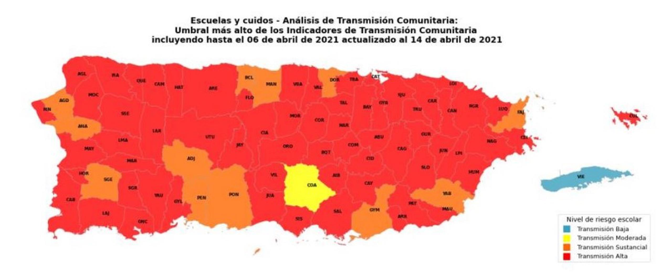 El informe semanal de Salud presenta 64 municipios con una transmisión alta de COVID-19.