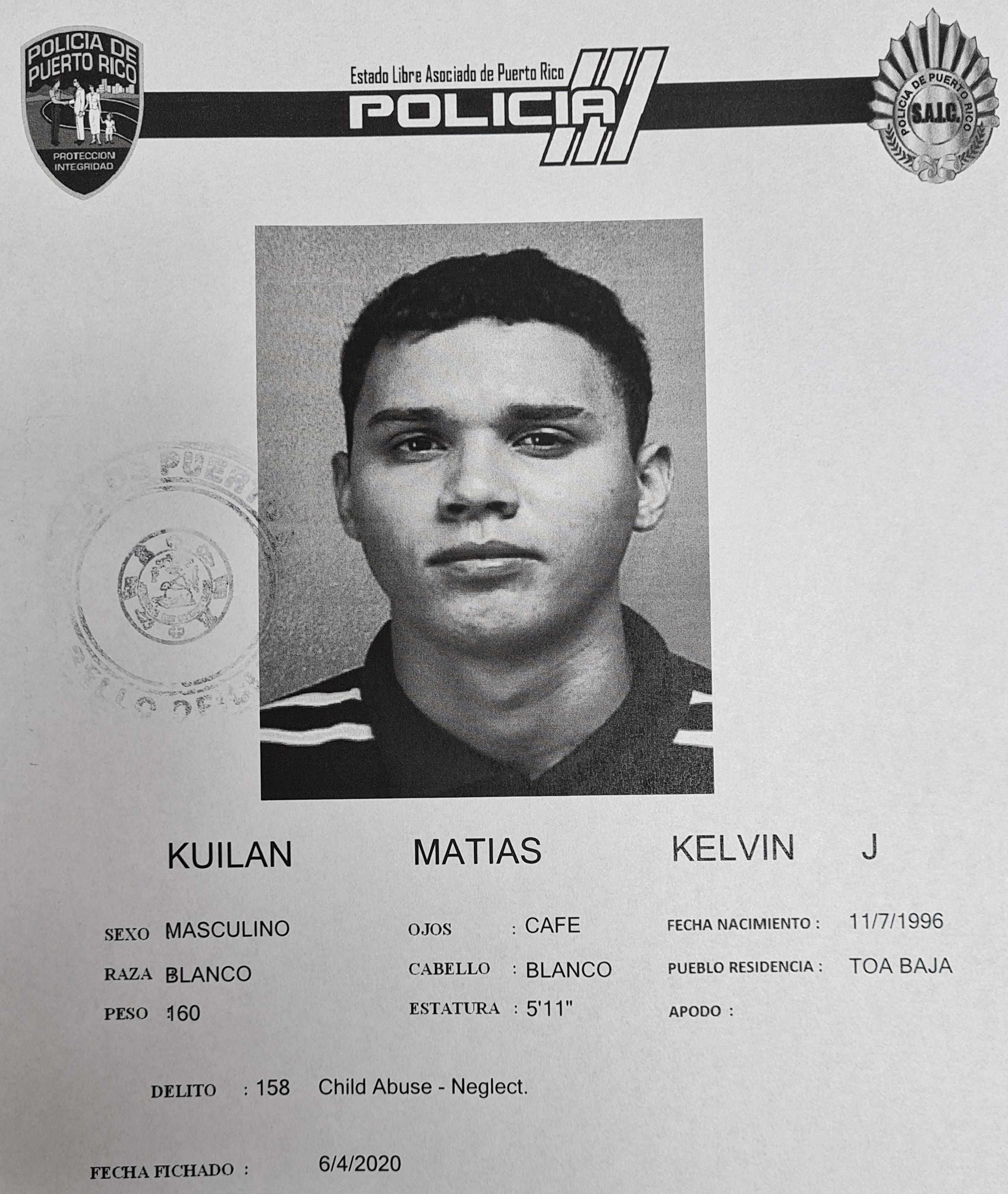 Ficha policíaca de Kelvin Kuilan Matías.