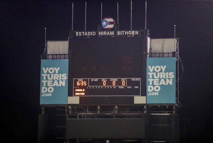 La gerencia de los Cangrejeros de Santurce denuncia las condiones en que se encuentra la pizarra del estadio Hiram Bithorn.