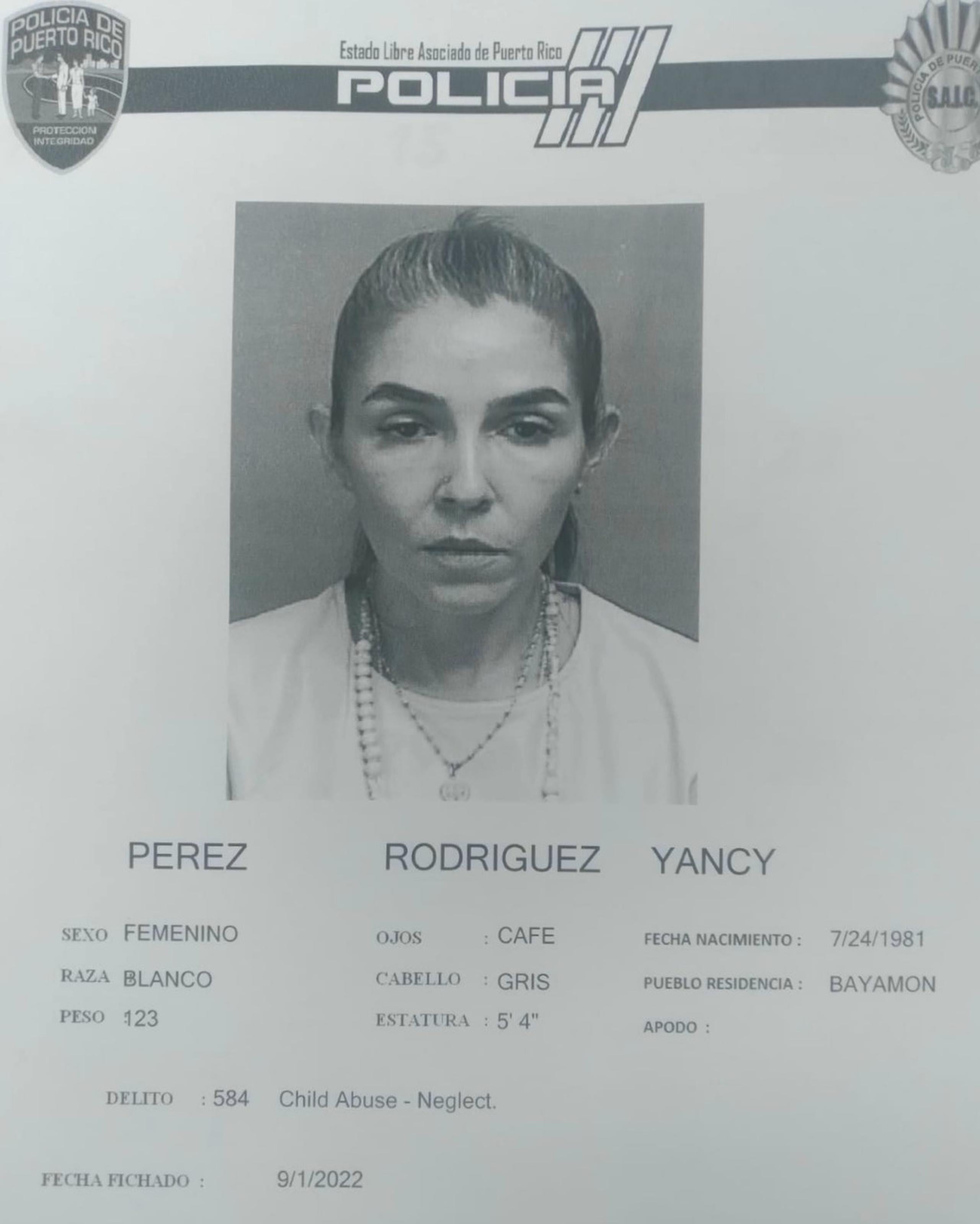Yancy Pérez Rodríguez fue acusada de dos cargos por maltrato de menores.