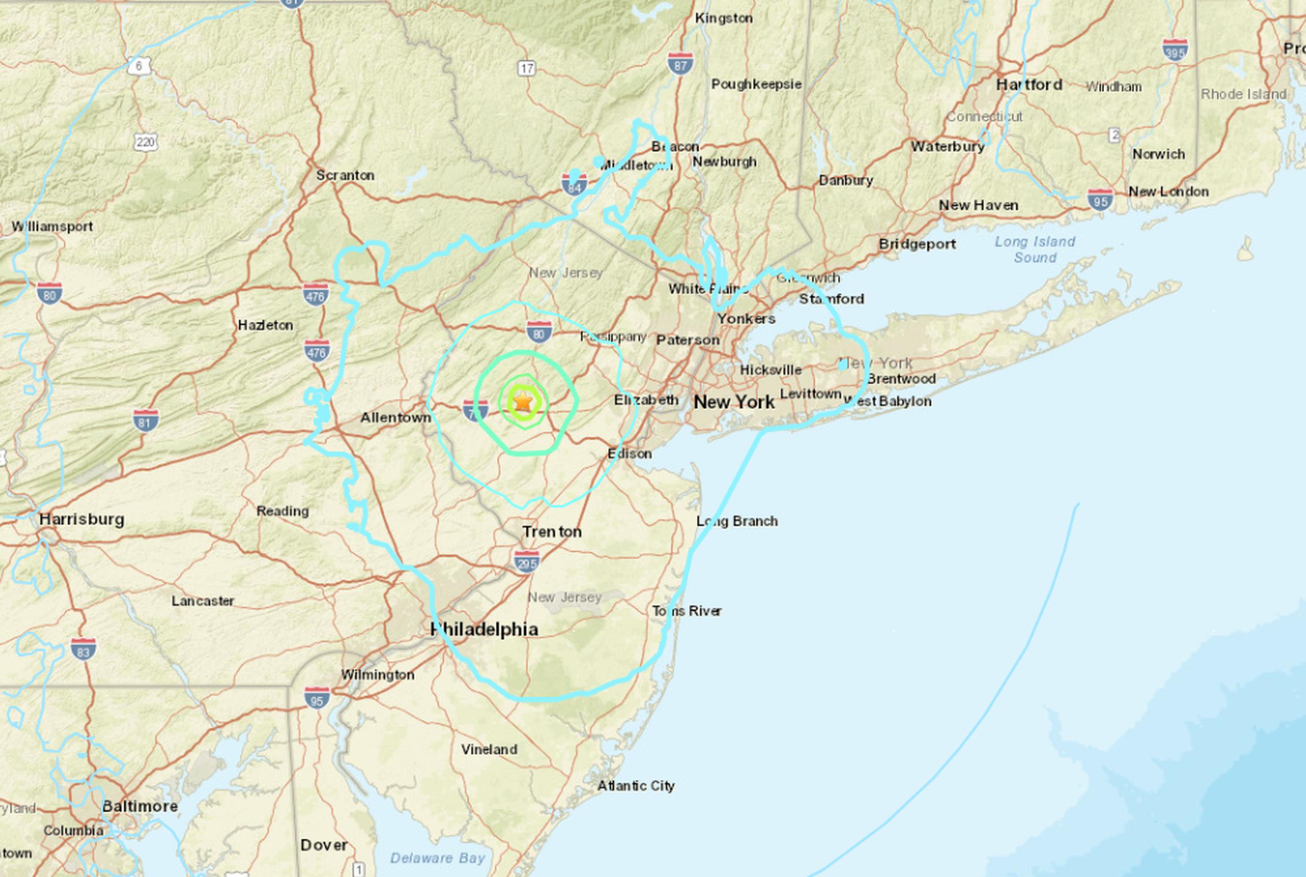 El epicentro del terremoto fue en Lebanon, Nueva Jersey.