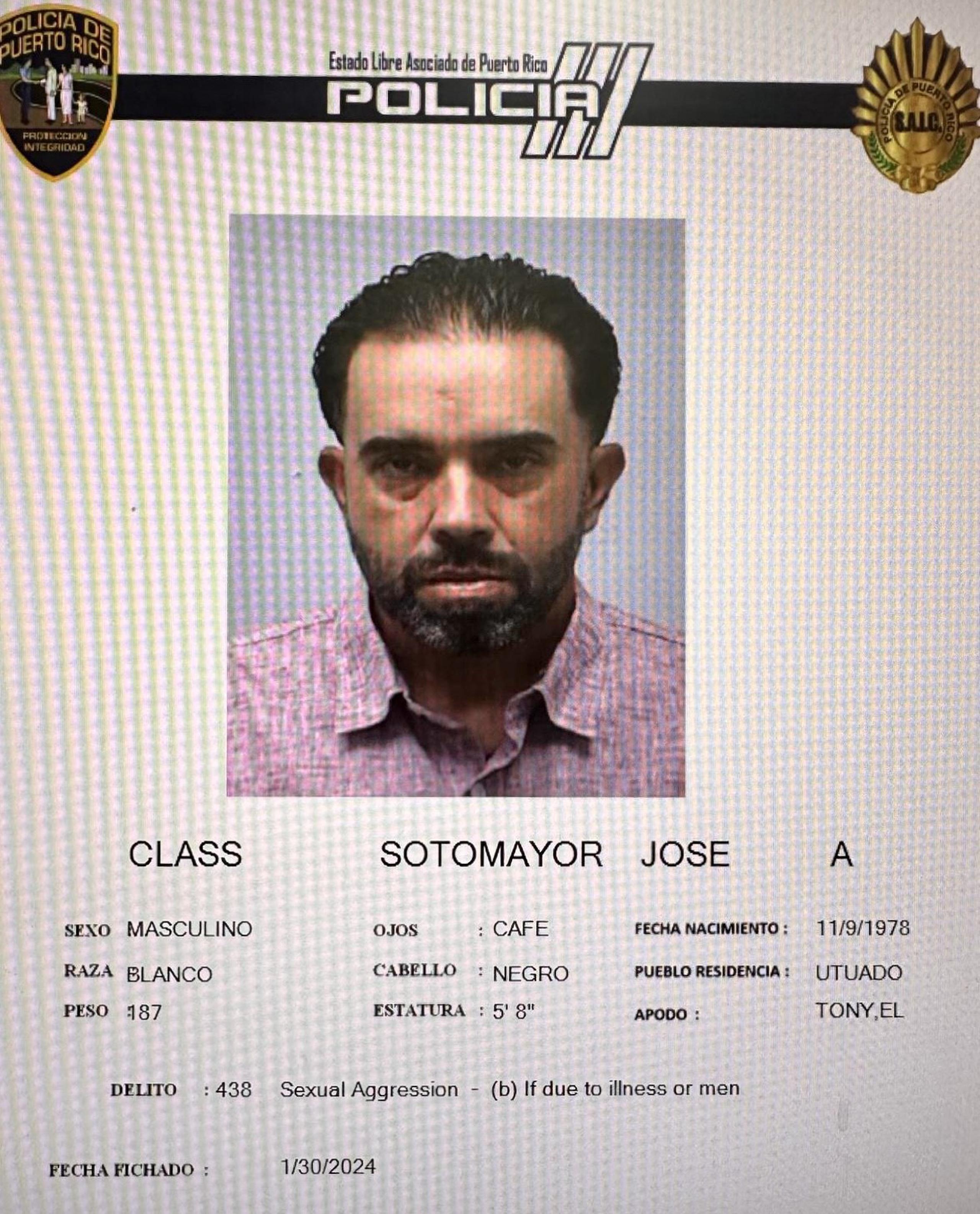 José A. Class Sotomayor de 50 años de edad y residente de Utuado, fue acusado ayer por cargos de agresión sexual contra una mujer con discapacidad intelectual.
