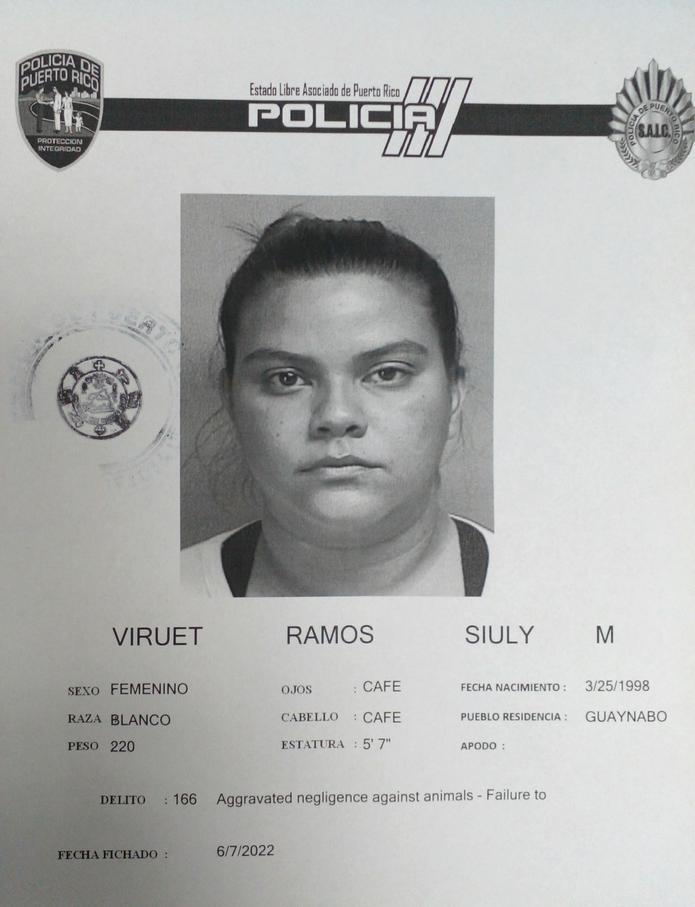 Siuly M. Viruet Ramos fue acusada por negligencia agravada bajo la Ley 154 para el Bienestar y la Protección de los Animales.