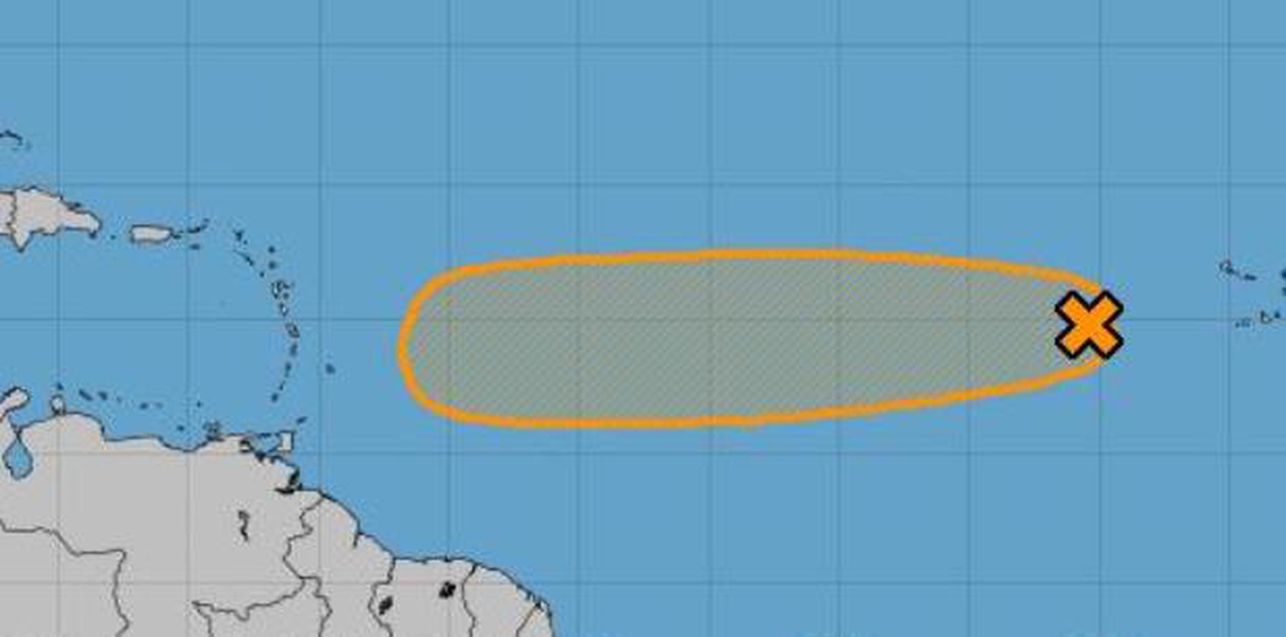 Gráficas del Centro Nacional de Huracanes comenzaron a establecer que la baja presión se dirige hacia las Antillas Menores. (Centro Nacional de Huracanes)