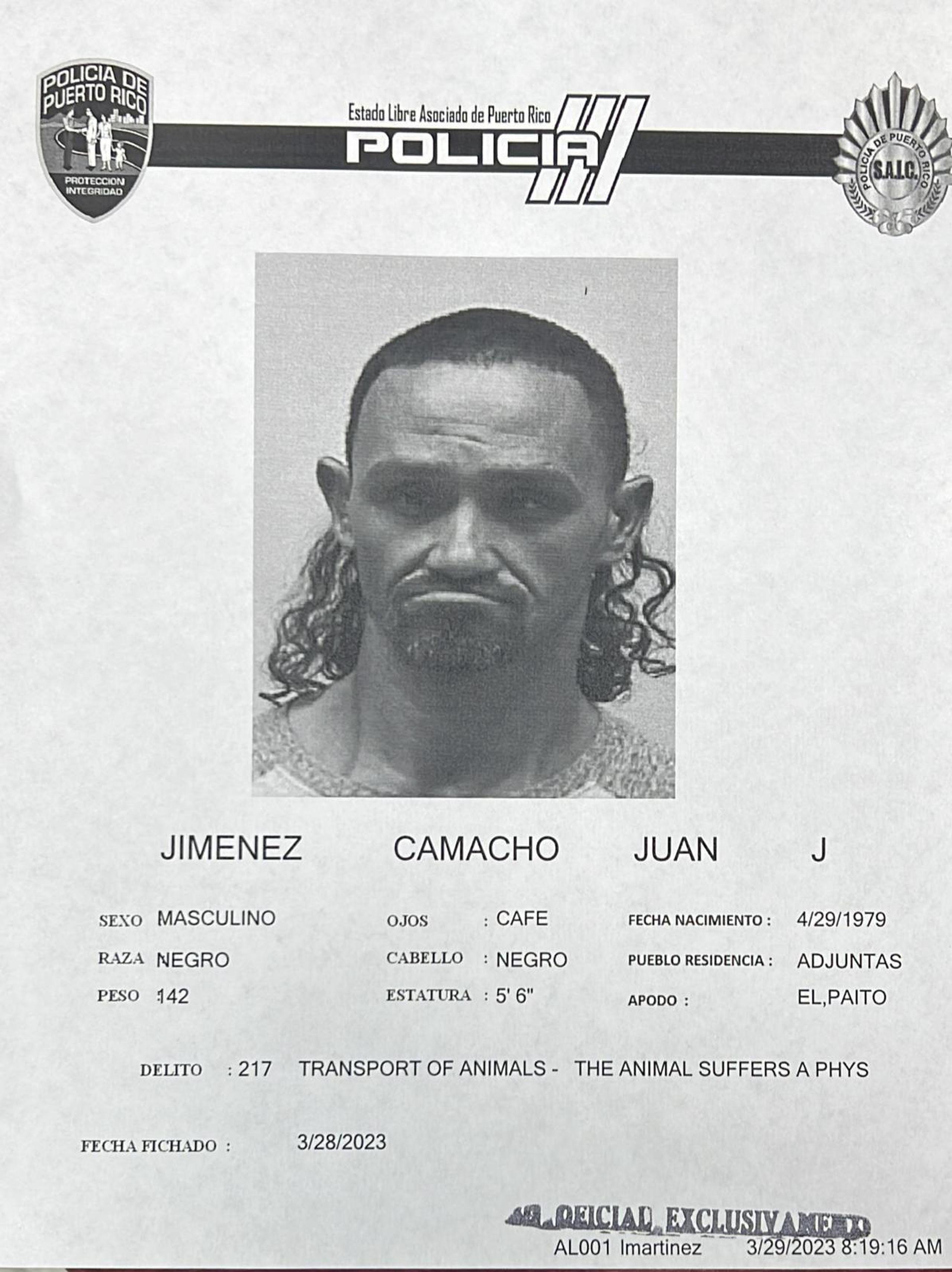 Juan J. Jiménez Camacho fue imputado por maltrato de animales y violación a la Ley de Armas.