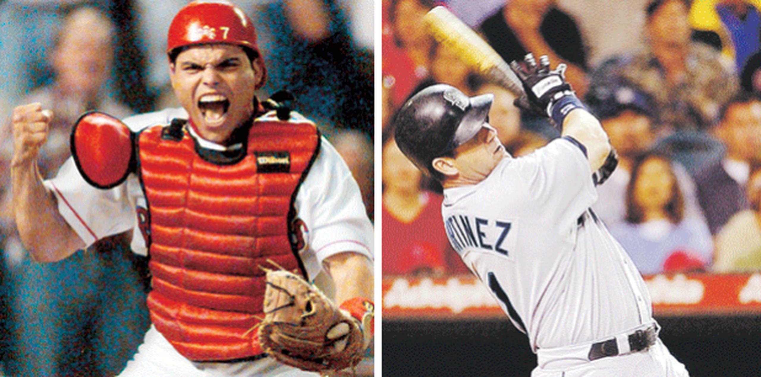 Iván Rodríguez y Edgar Martínez impactaron el béisbol con sus magistrales desempeños como receptor y bateador designado, respectivamente. (Archivo)