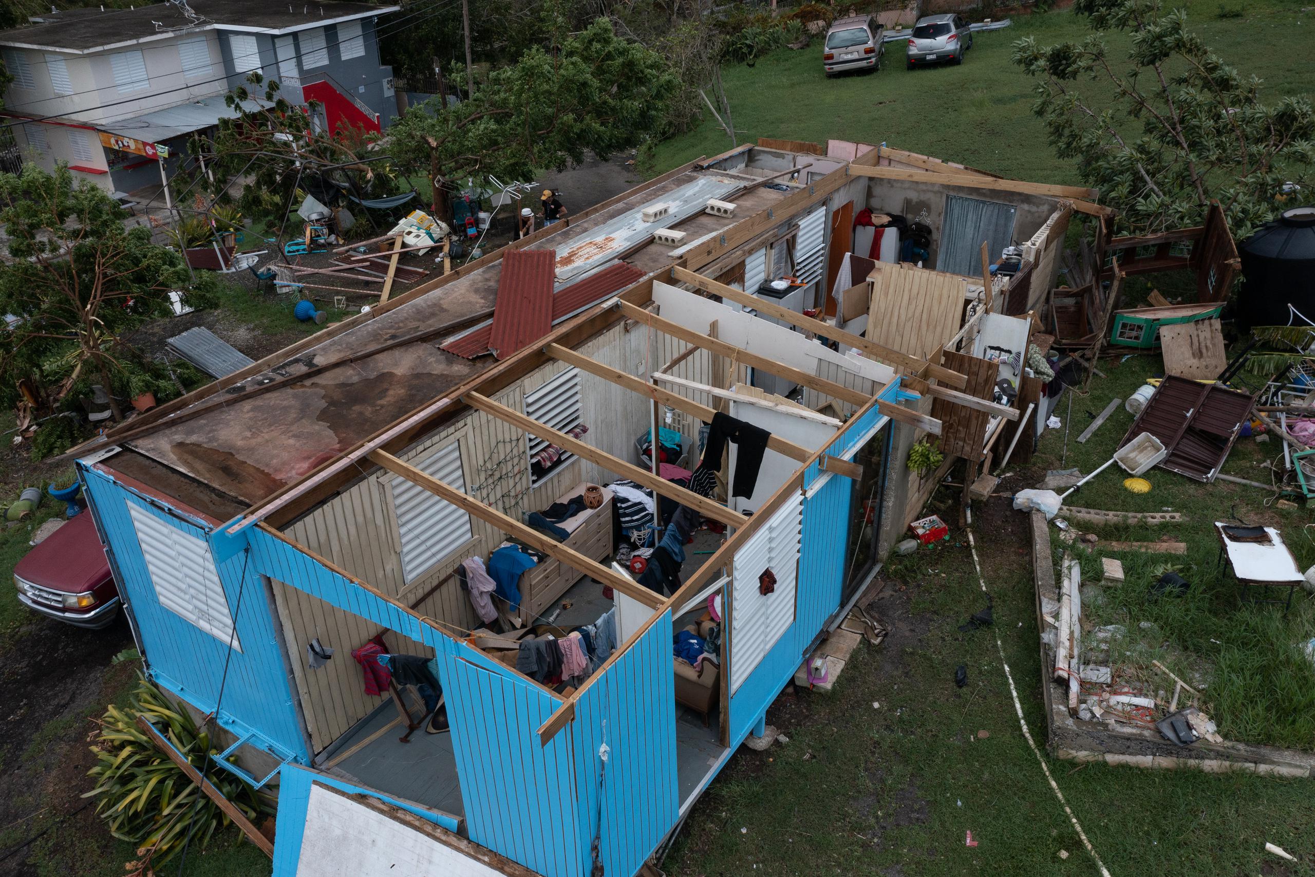 Una residencia en Cabo Rojo afectada por el huracán Fiona.