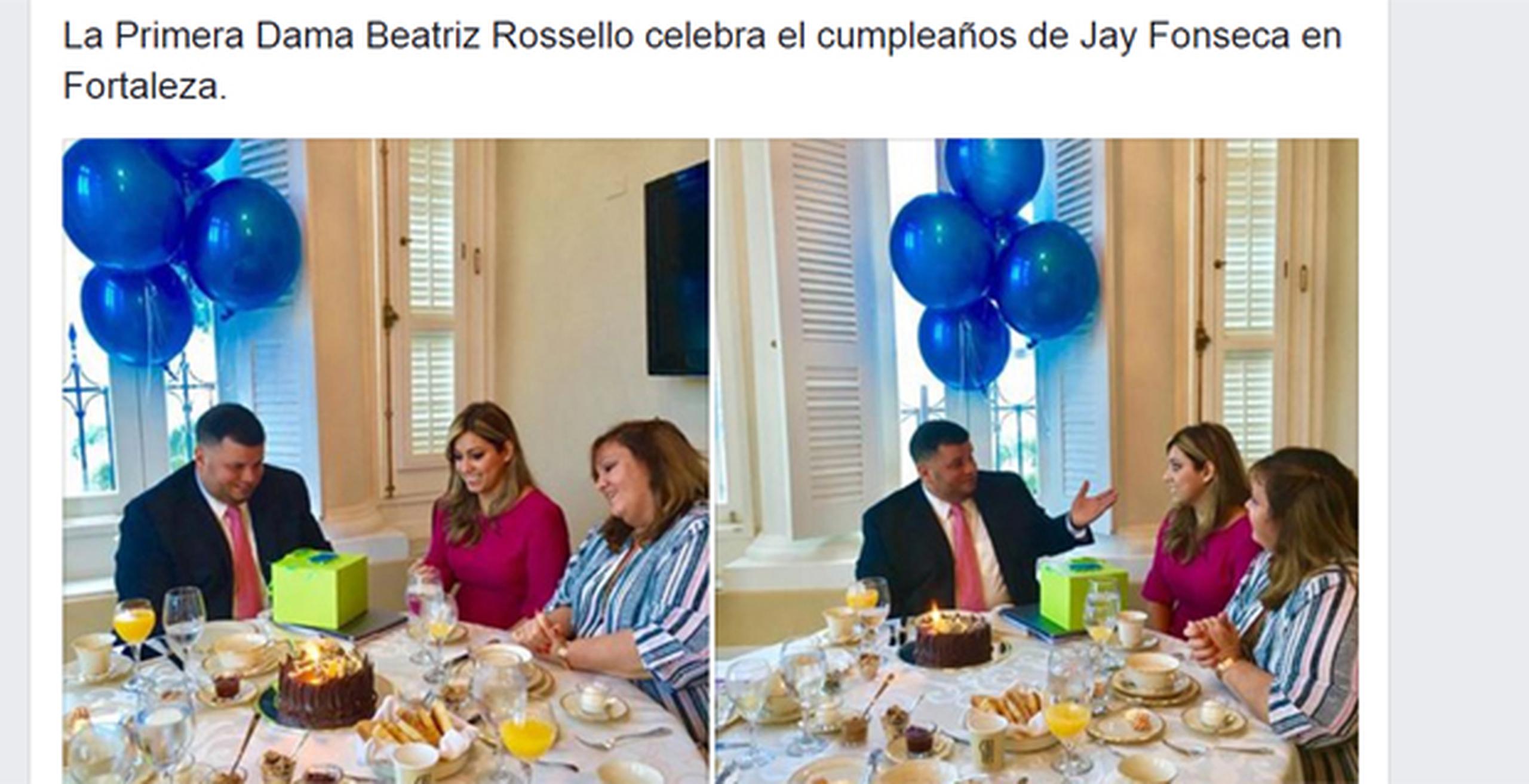 En las redes sociales quedó evidenciado el agasajo, que incluyó bizcocho, globos azules, y todo un desayuno. (Captura/Facebook)
