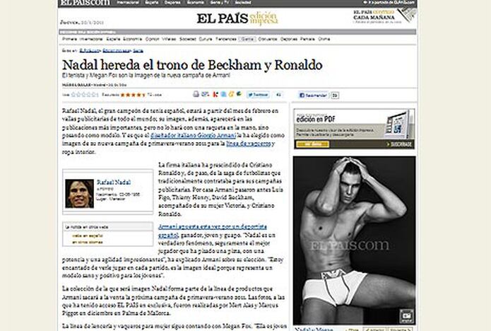 Rafael Nadal Es El Nuevo Modelo De Armani Primera Hora