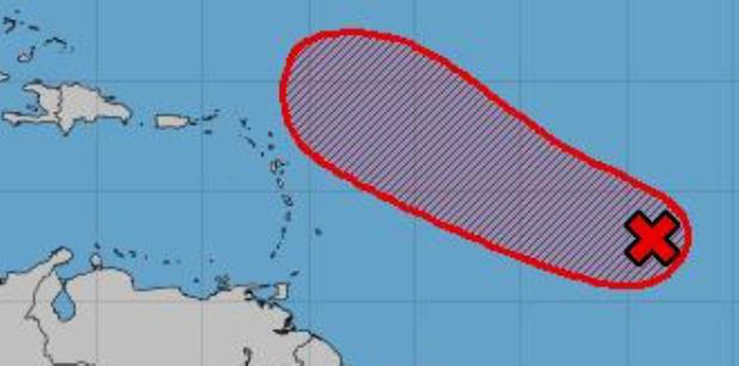 Modelo emitido por el Centro Nacional de Huracanes de la baja presión que se acerca a las Antillas Menores. (Captura / NHC)