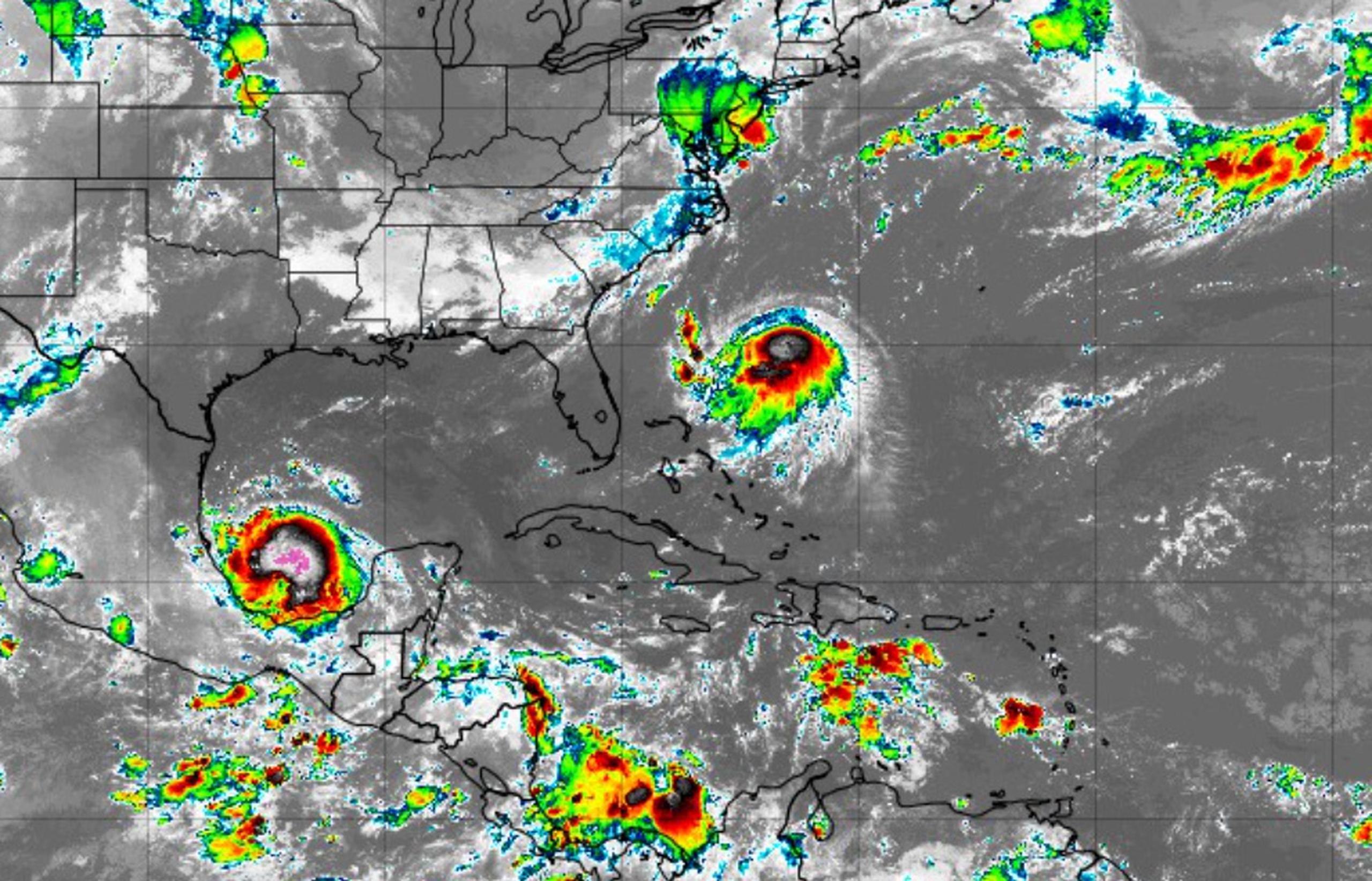 El huracán Grace y la tormenta Henri. (NOAA)