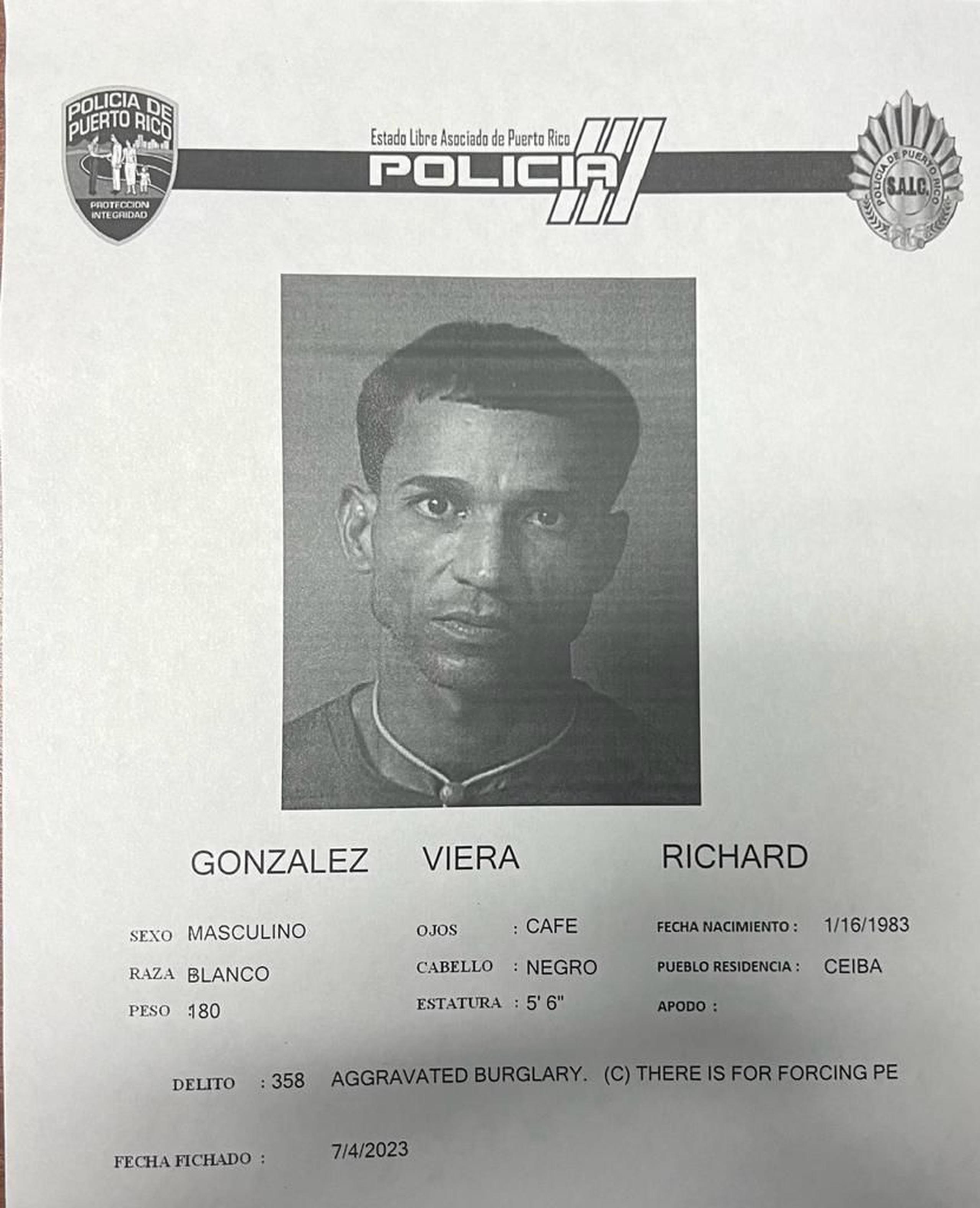 Richard González Viera, de 40 años y residente en Ceiba, enfrenta cargos por escalamiento y apropiación ilegal.