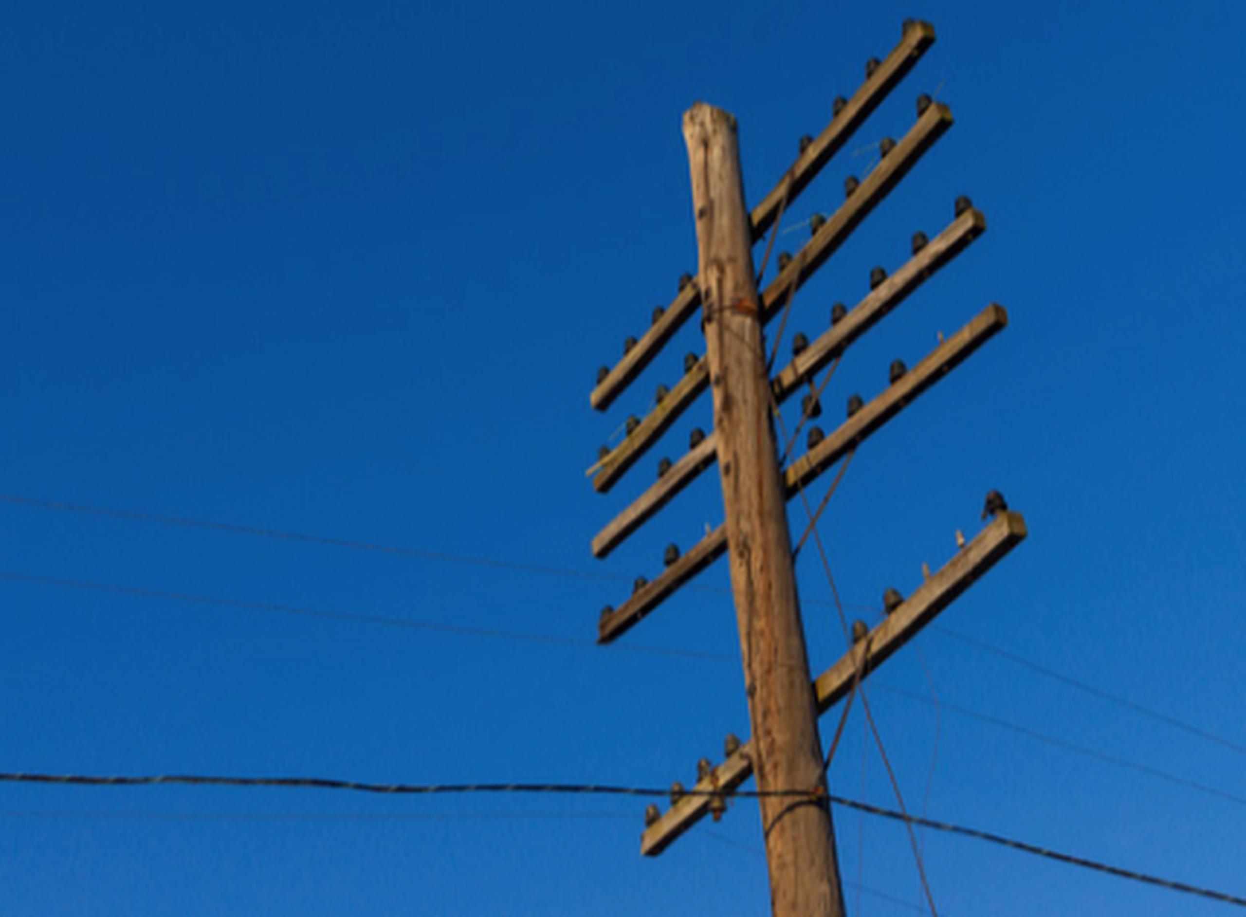 El poste de madera es la norma cuando se trata de servicios de distribución de electricidad telefonía, internet y televisión.