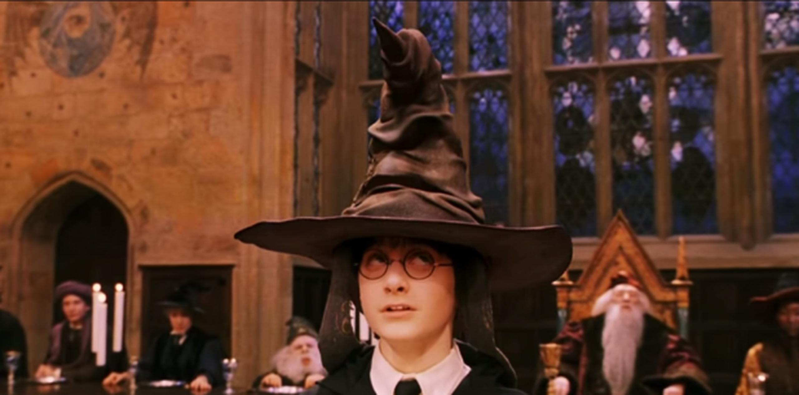 Harry Potter con el Sorting Hat puesto. (Warner Bros.)